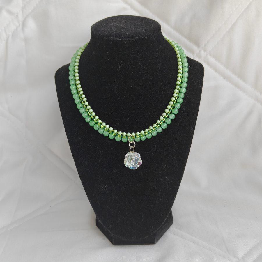 Jade Flower Drop Necklace