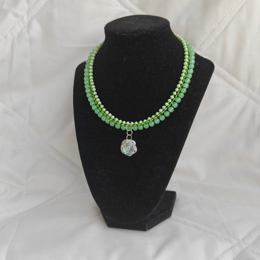 Jade Flower Drop Necklace
