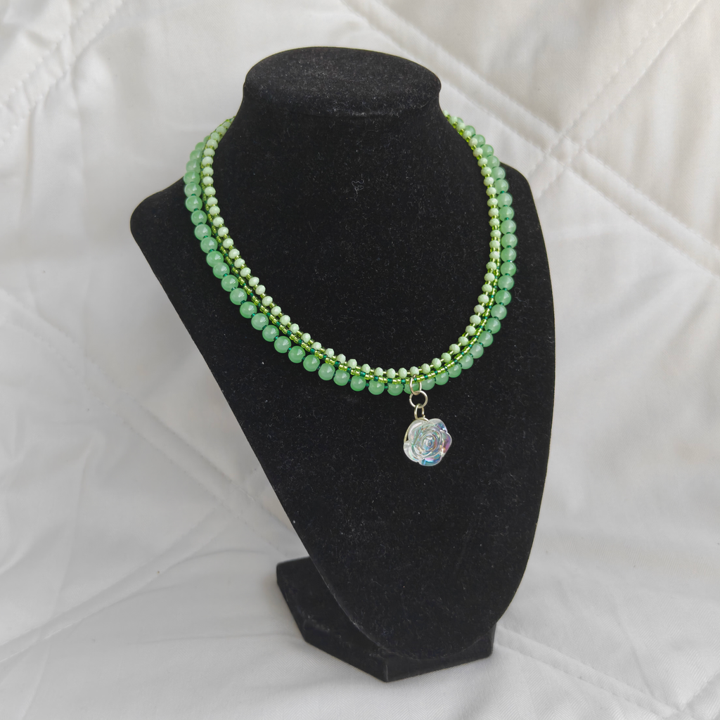 Jade Flower Drop Necklace